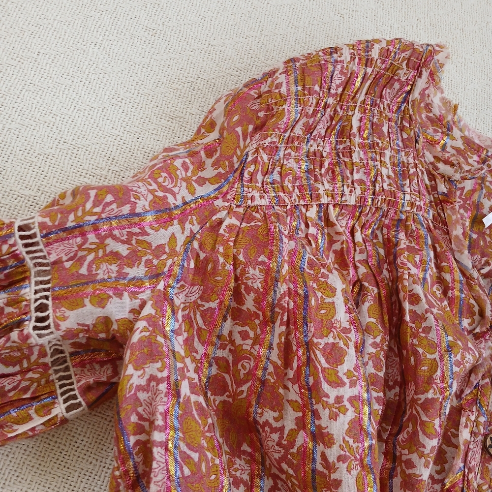 free people ♡ bali bohemian disco top xs boho gypsy 70s retro eclectic floral - Picture 5 of 10